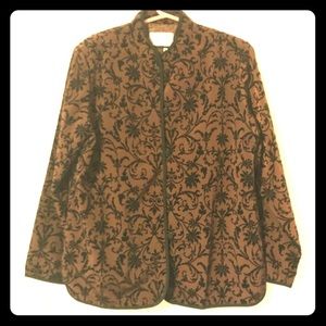 Susan Graver QVC L velvet floral blazer set
